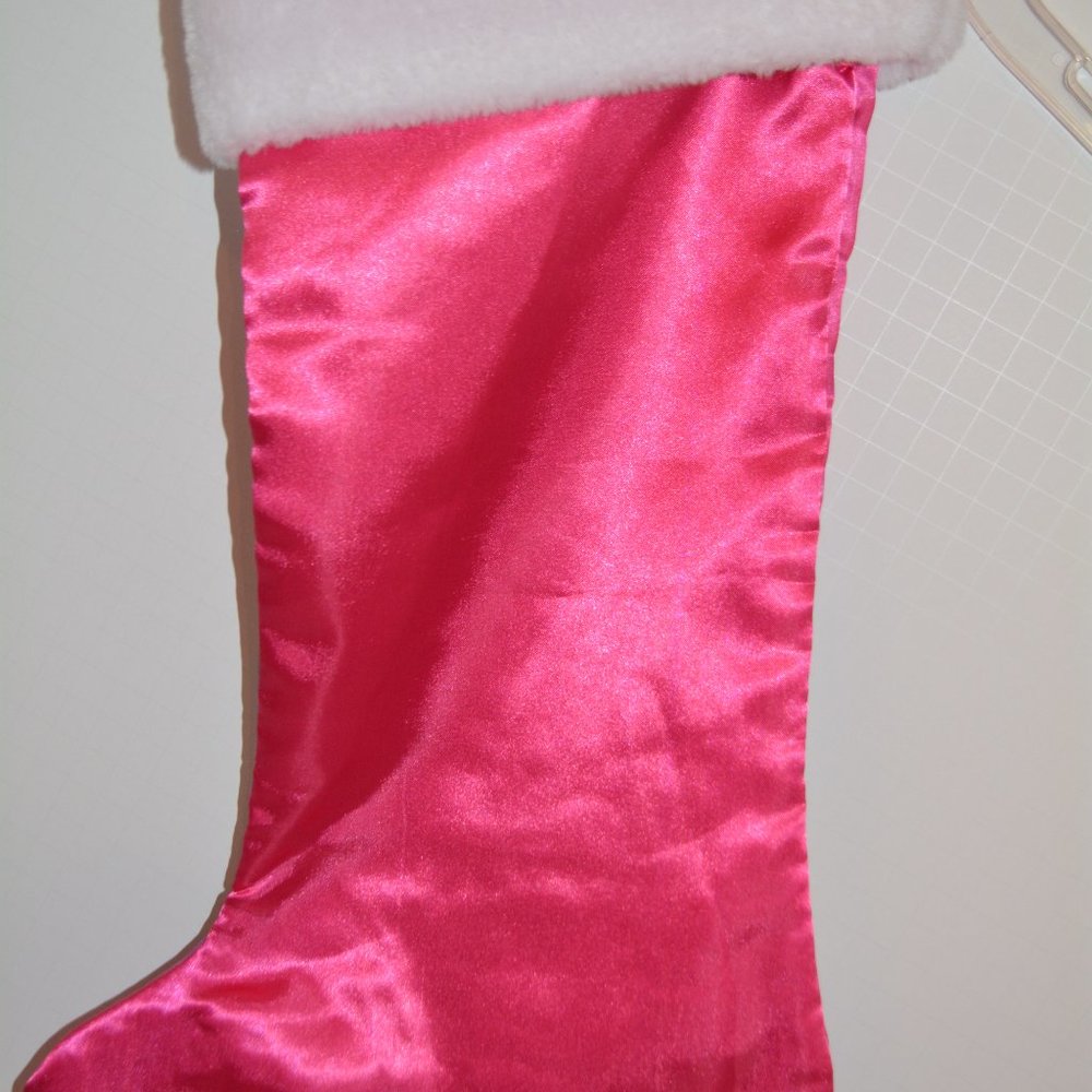 19" Jojo Siwa Pink Satin Character Graphic Christmas Stocking Embroidered Fleece - Picture 7 of 8